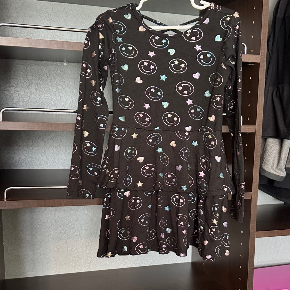 Charming Black Smiley Face Kids Dress